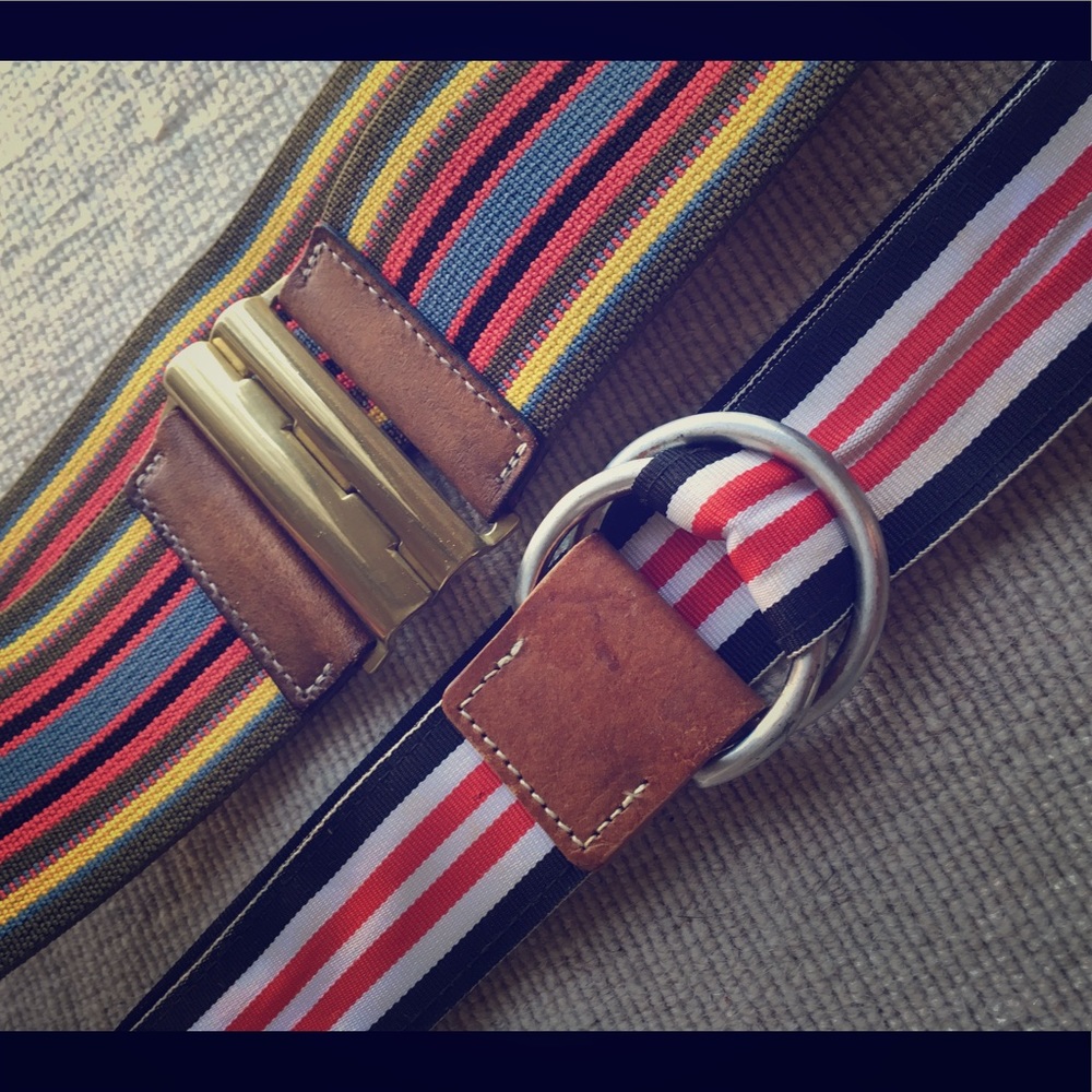 Pair of striped fabric belts